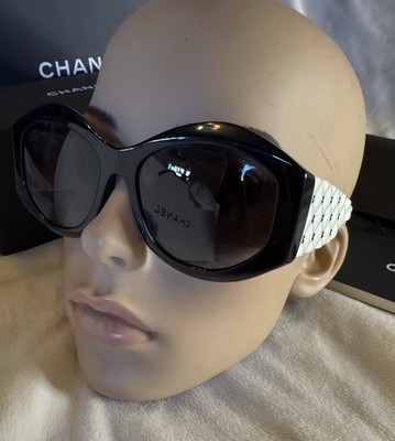 CHANEL Sunglasses AUTHENTIC 5486 CH5486 Black CC White Quilt  display picture 1