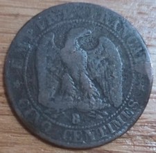 France 5 Centimes 1856 B, Napoleon III, see images.