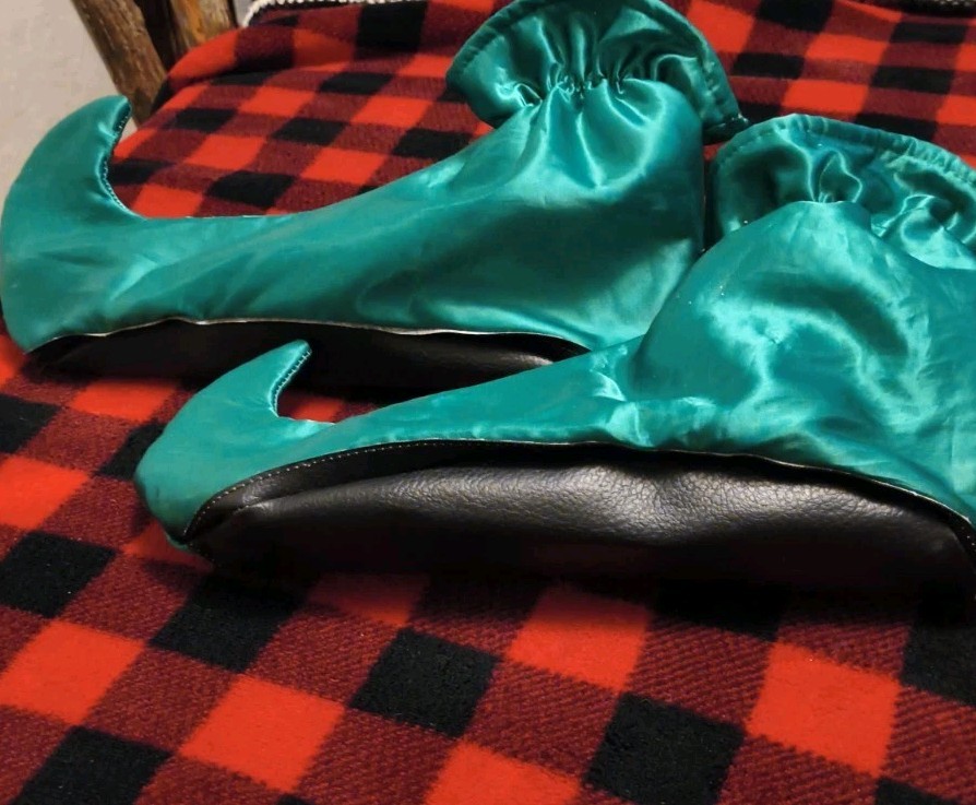  Vintage Elf Shoes Red Or Green Vinyl Sole Santa Costume Christmas W 9- 10? 