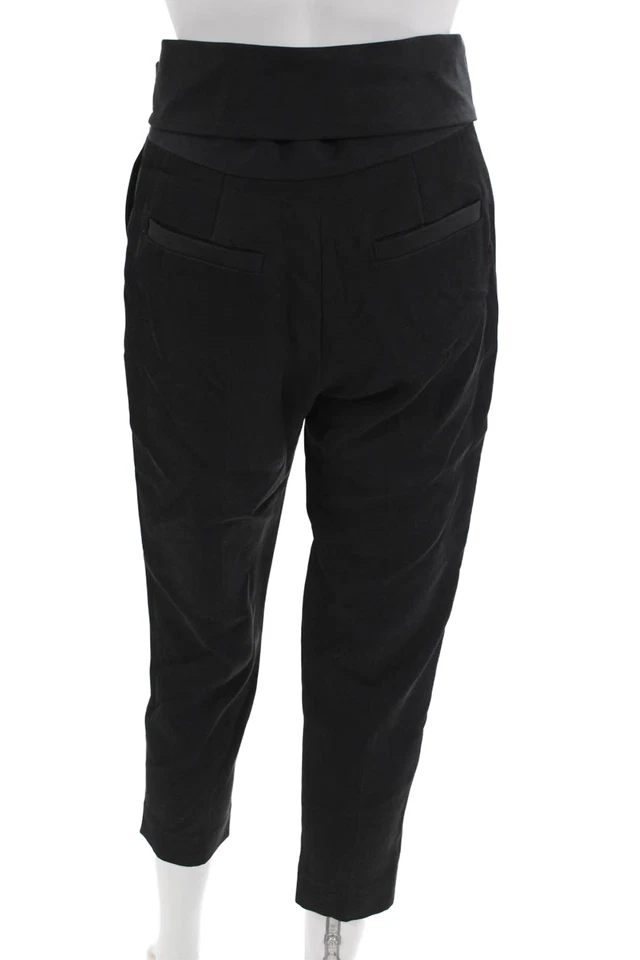 Pantalones de vestir IRO para mujer negros con bolsa de papel recortados al tobillo talla 34 Foto 3 de 4