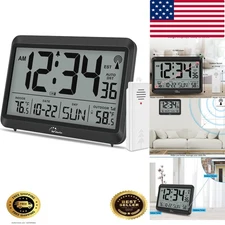 Battery Operated Atomic Clock - Indoor/Outdoor Temp, 4 Time Zones, Alarm Feature