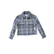 NWT Old Navy Gray Tartan Plaid Relaxed Shirt Jacket Flannel Shacket Size Small