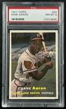 HANK AARON PSA 8 1957 TOPPS BASEBALL #20 BRAVES NM-MT VINTAGE HOF