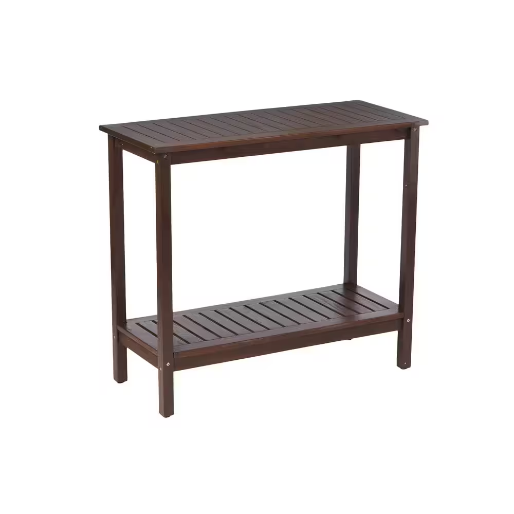 Brown Acacia Wood Workstation Console Table 18x37 Inch Potting Bench