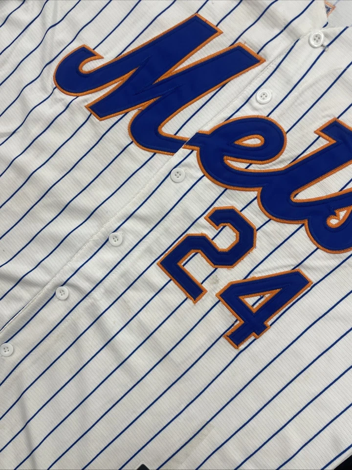 Majestuosa Jersey Robinson Caño #24 Rayas Pin Mets de Nueva York Foto 4 de 4