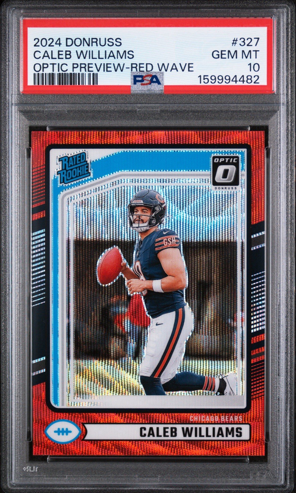 2024 Donruss Optic Preview Caleb Williams #327 Red Wave Rookie RC PSA 10