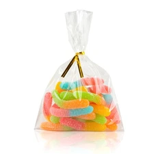 100 PCS Clear Treat Bags, 4x6 Inch, 100 Metallic Twist Ties, Candy, Cookie