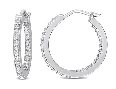 1/2 Karat (ctw I-J, I2-I3) Diamant Creolen in Sterlingsilber