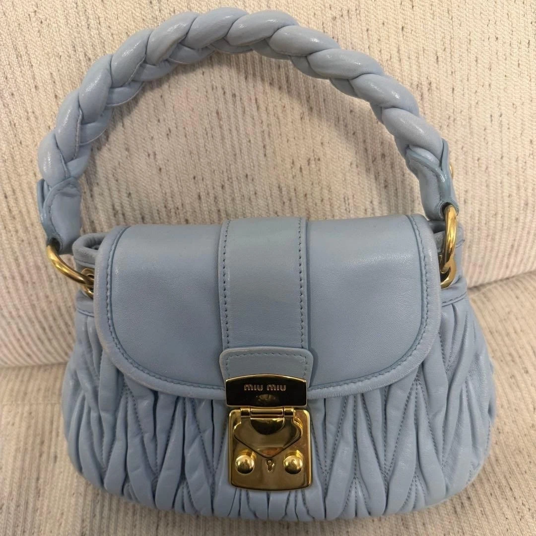 Blue Leather Exterior Miu Miu Bags & Handbags for Women for sale