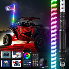 3FT/4FT COB LED Whip Lights Spiral Antenna RGB Chasing APP for Can-Am X3 ATV UTV
