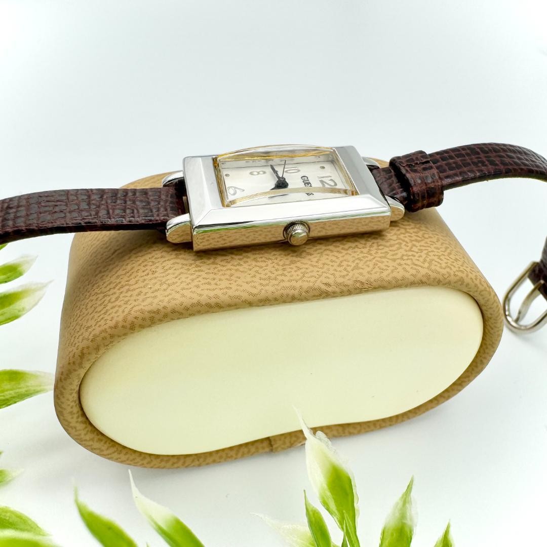 Guess Rectangular Wristwatch Brown Leather Vintag… - image 3