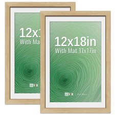VCK 12x18 Picture Frame 2 Pack - Natural Oak, High-End Wood Poster Frames wit...