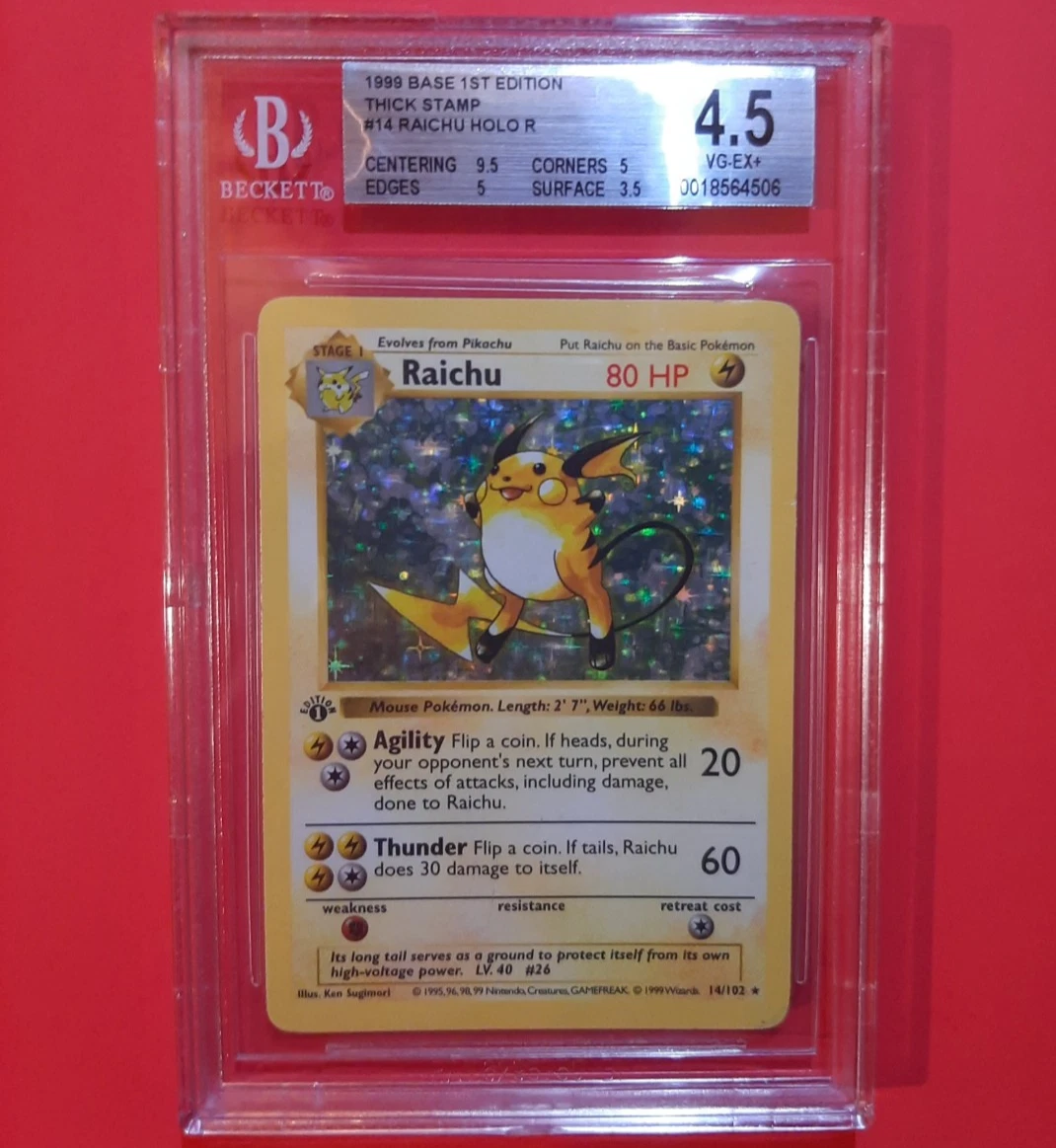 Raichu Pokémon TCG Shadowless Individual Collectible Card Game