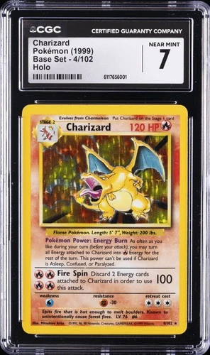 1999 POKEMON ENGLISH BASE SET RARE #4 CHARIZARD HOLO CGC 7