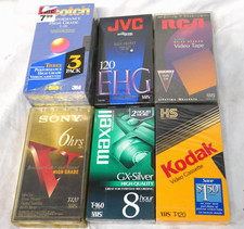 Lot of 8 New Blank Videocassette VHS Tapes-Scotch-Kodak-Maxell-JVC-RCA-Sony