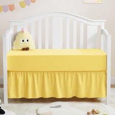 Horbaunal 2 Pack Set Crib Skirt  Crib Bed Sheet, Yellow