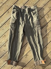 Vintage Men's 1940s WWII Swedish Army Grey Wool Uniform Pants 40s WW2