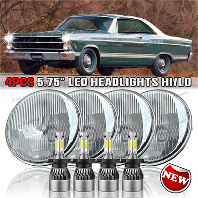 4PCS 5.75'' Round LED Headlights Hi/Lo for Mercury Cougar 1967-76 Monterey Comet