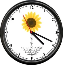Beautiful Yellow Sunflower Inspirational Message Stand Sunshine Sign Wall Clock