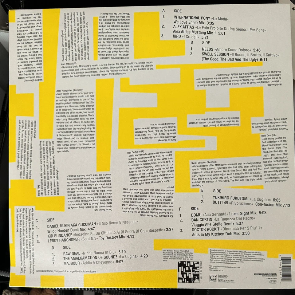 Ennio Morricone Vinyl ‘Remixes 1 ‘ Played Tested MINT - Image 2 of 4