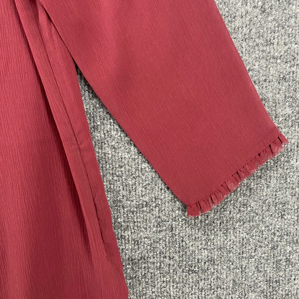 Vestido Isabella Bird Seda 4 Rojo Cambio Midi Modesto Clásico Femenino Minimalista Foto 3 de 4