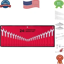 Complete 24-Piece Wrench Set - SAE and Metric with Lifetime Warranty Included