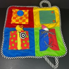 IQ Baby Activity Mat Primary Colors Fabric Button Lace Zipper Rattle Mirror 