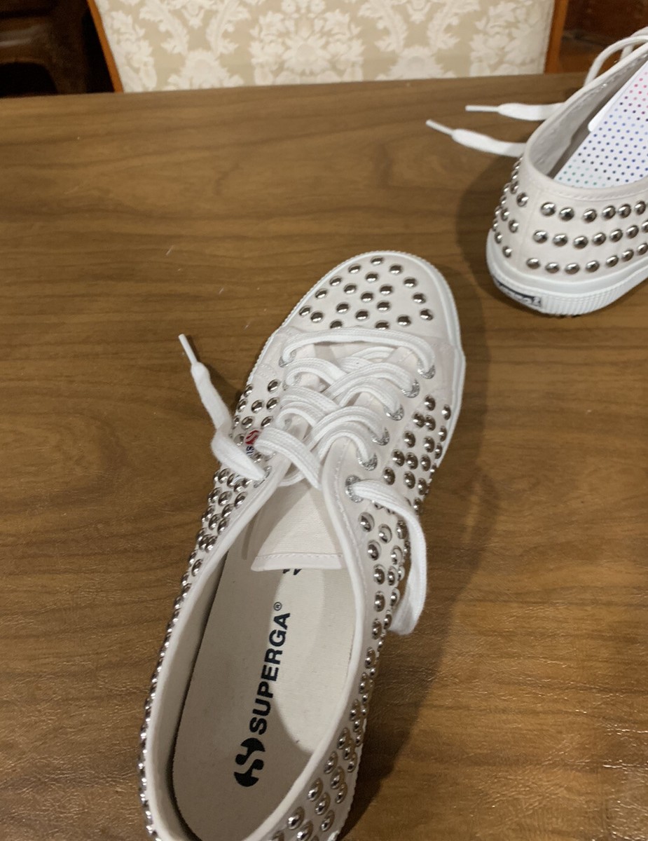 Superga 2750 Cots Studs White Canvas Studded Sneakers S007WCO 9 1