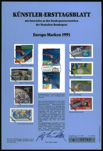BRD KÜNSTLER-ETB 1991/19 EUROPA CEPT WELTRAUM SATELLITEN SPACE ENTWÜRFE!! - Imagen 1 de 2