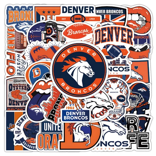 48pcs Rugby American Football Denver Broncos Stickers Sigil Team Symbol Decals