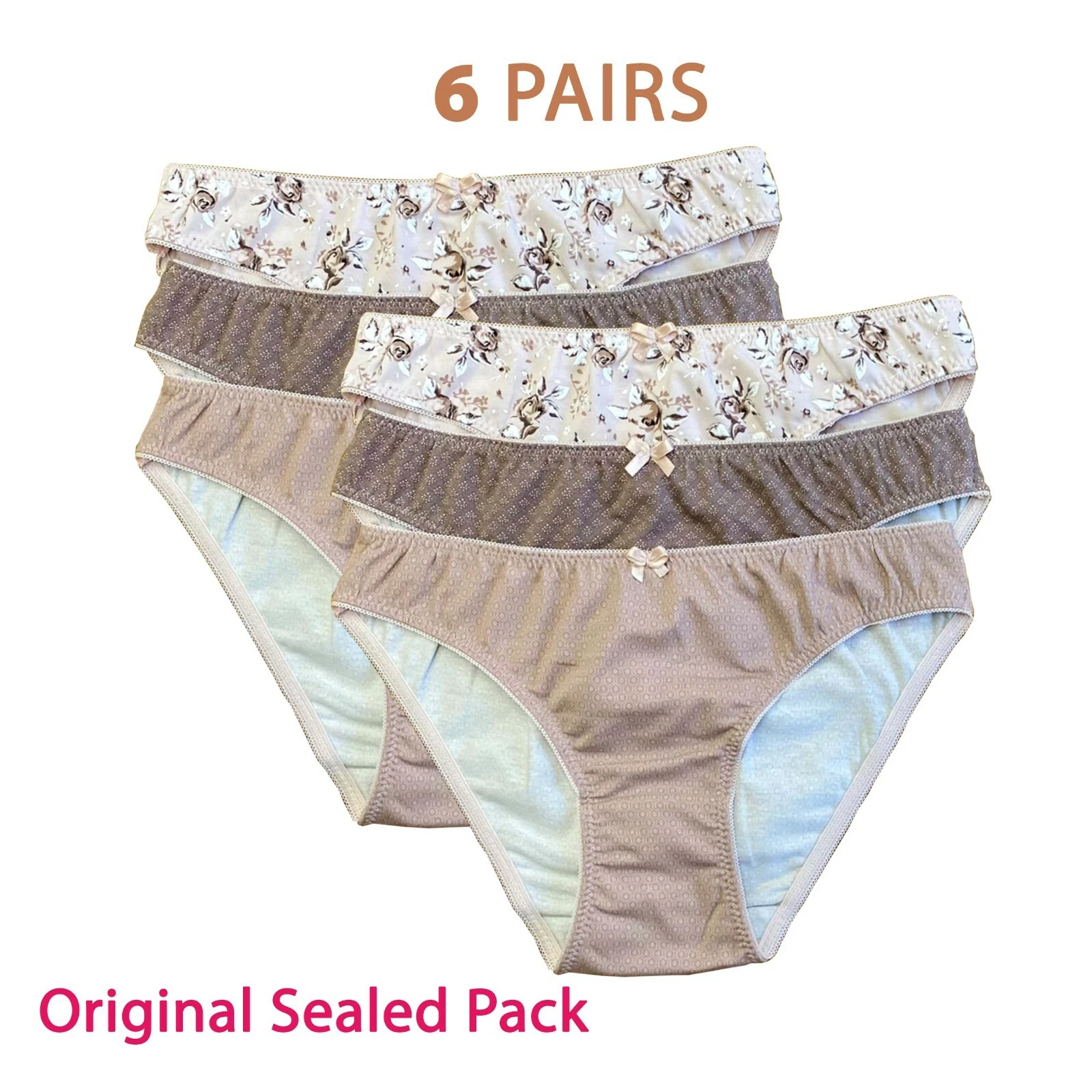 6 Pack Ladies Bikini Briefs Women`s Cotton Pants Underwear High Leg Panties
Opens in a new window or