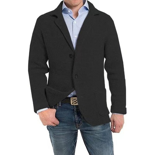 Blazer de punto informal de trabajo de oficina de un solo pecho estilo traje para hombre - Imagen 25 de 30