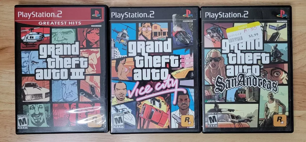 Lot of 3 Grand Theft Auto GTA 3 Vice City San Andreas PlayStation 2 PS2  Complete