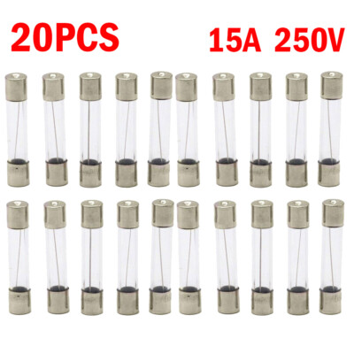 20 PCS T15AL250V 15A 250V Fast Blow Acting Fuse 6X30mm 15 Amp Time-Delay Fuse #