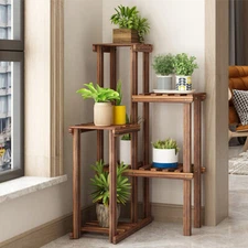 Well-arranged Wood Plant Stand Holder Flower Display Rack  Indoor Outdoor Corner