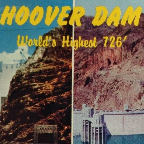 Hoover Dam Downstream Upstream Colorado River Nevada Lake Mead Vtg