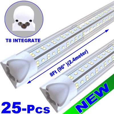 8 FT LED Tube Lights 6500K 8Ft LED Shop Light Fixture 144w LED Light Bulbs 25P 