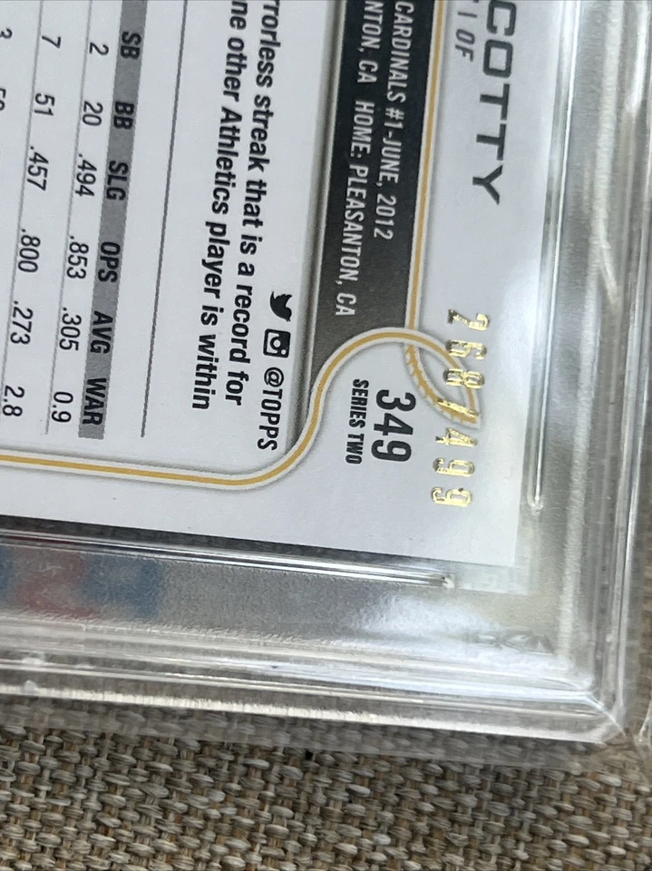 2022 年 Topps 棒球绿色 FIL-BOARD STEPHEN PISCOTTY 268/499 OAKLAND PSA 10🔥🔥 — 第 3/4 张图片