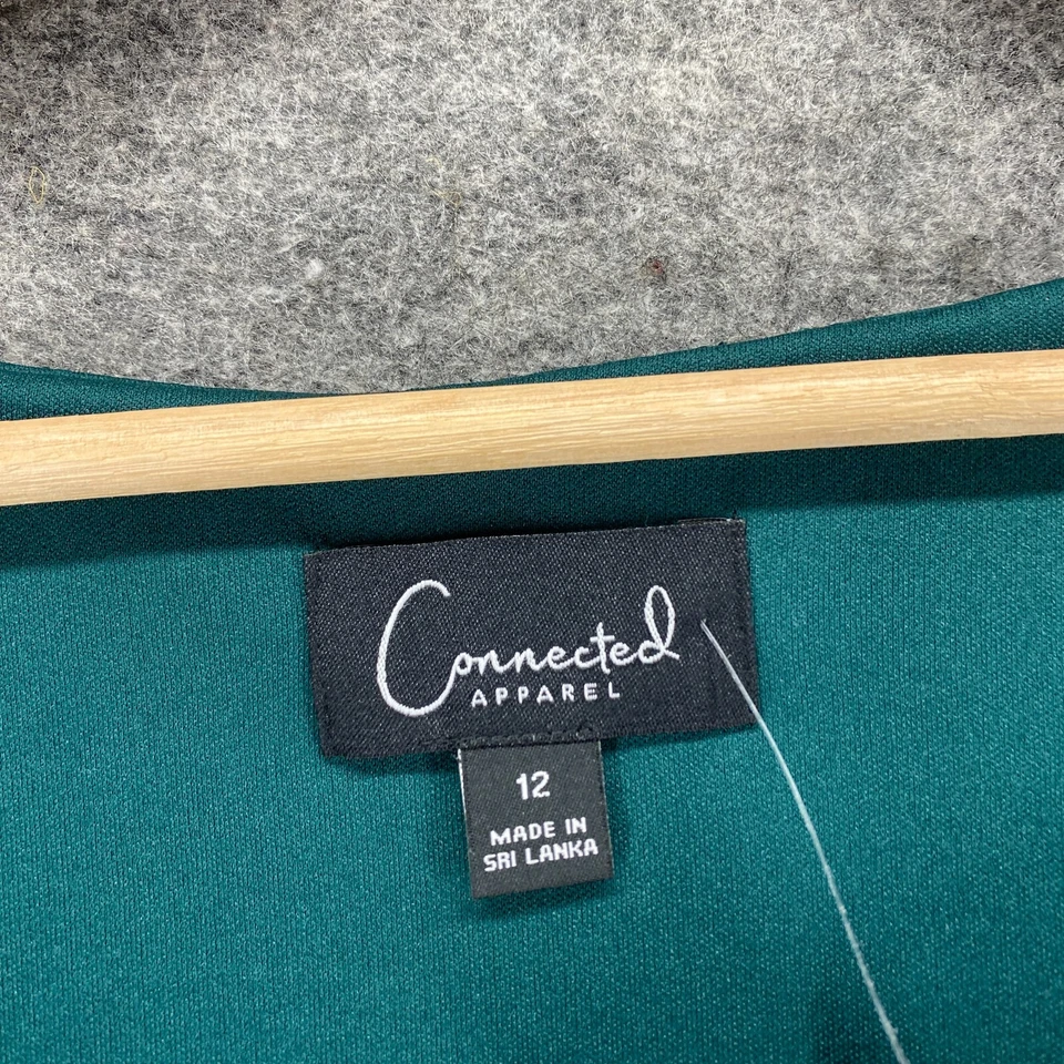 New Connected Dress Women 12 Blue Floral Crochet Sheath Midi V-Neck Short Sleeve - Image 3 of 4