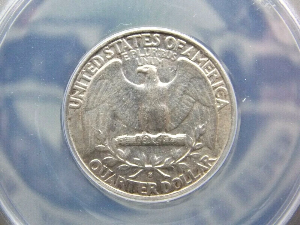 Cuarto de plata Washington 1932 "S" 25c ANACS EF45 #772 XF extra fino ECC&C, Inc. Foto 2 de 4