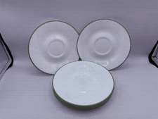 CORELLE SET OF 8 SAUCER PLATE 6" SUMMER BLUSH WHITE W/ GREEN TRIM