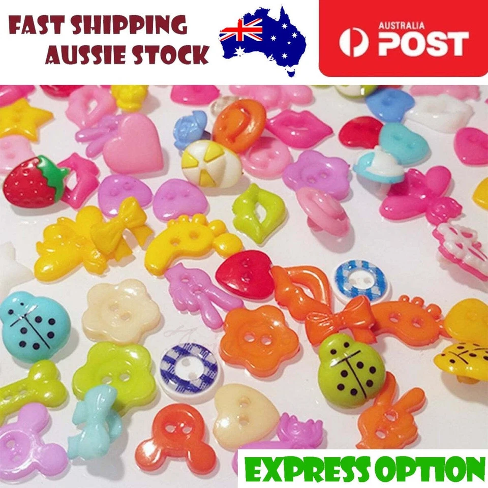 2 Hole Plastic Novelty Loop Buttons Children's Clothing Sewing 10mm-15mm - Image 2 of 4