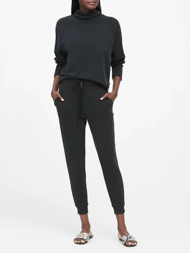 Banana Republic Sandwash Scuba Knit Jogger, Black, Polyester/Modal, Size  XL, NWT