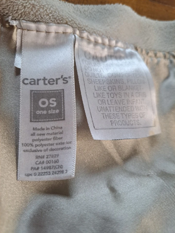 Peluche Carter's Fleece Elefante Satinado Lovey Rattle Baby 2011 Azul Gris Foto 4 de 4