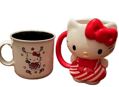 Sanrio Hello Kitty Christmas Candy cane Dress Figural Double Sided Mug Set  New | eBay