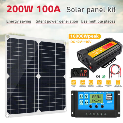 16000W Inverter Solar Panel Kit Solar Power Generator 100A Controller Home Grid