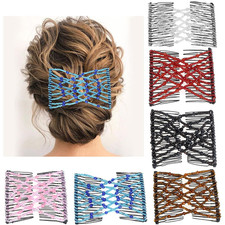 6 Pieces Magic Hair Comb Elastic Beaded Hair Clips Women Stretchy Bride Doubl...