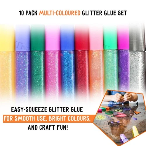 Glitter Glue Pens Set of 10 – Kids Crafts, DIY Projects, Party Bag Filler glue - Picture 5 of 9