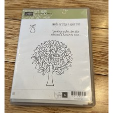 Stampin' Up Partridge and Pears Christmas Tree Holiday 4 Rubber Stamps NEW
