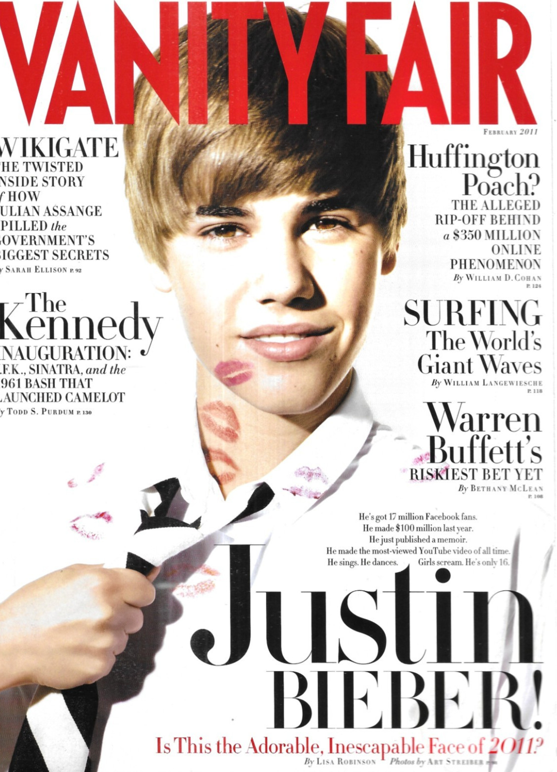 Vanity Fair Magazine Justin Bieber Warren Buffett The Kennedy Inauguration 2011